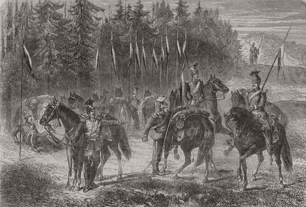 CZECH. Prussian outpost, Bohemian Frontier 1866 old antique print picture